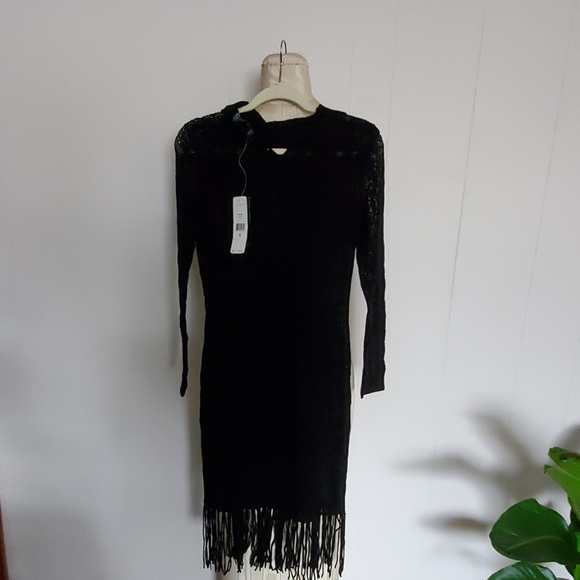 NWT Ralph Lauren Merino Wool Pointelle-Knit Fringed Dress XS $275 - Picture 7 of 9
